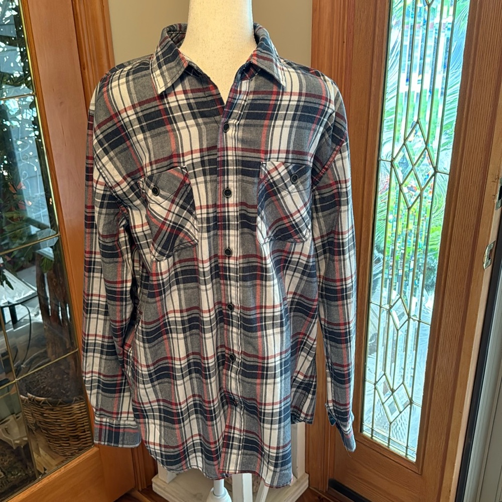 NEW Men’s Vintage Originals Blue/Red White Plaid Shirt -Medium
